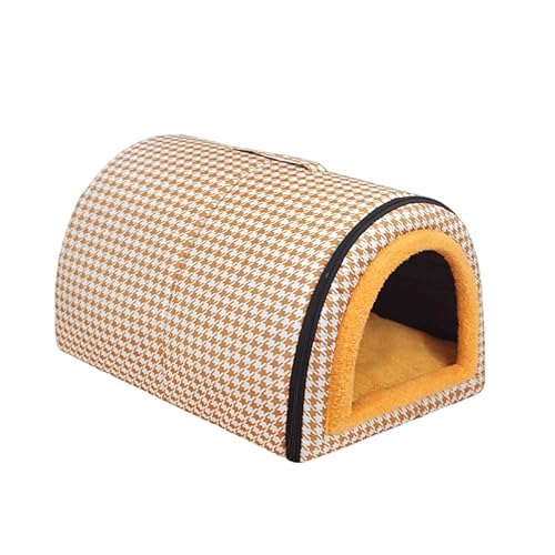 Mounteps Hundehütte Katzenhöhle Bett, 2 in 1 Cabrio Haustierbett, Warm und Kühl Schlafhaus, Tragbar mit Griff, Rutschfester Boden (Orange) von Mounteps