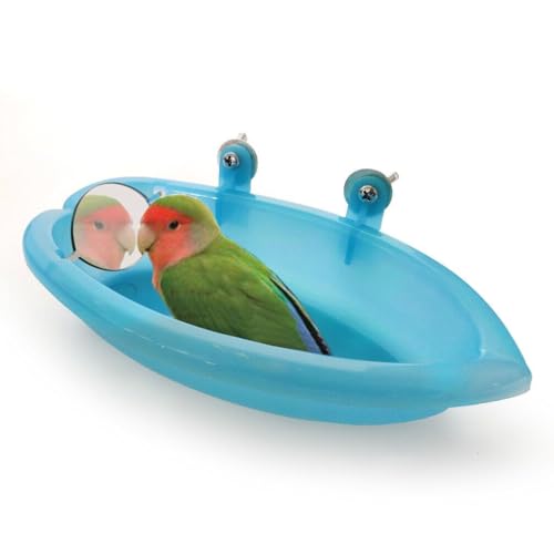 Mounteps Vogel Budgie Bad Duschbox Käfig Spiegel Papagei Badewanne Haustier Käfig Zubehör von Mounteps