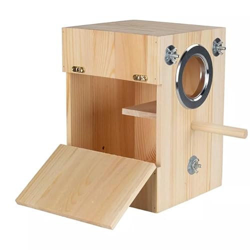 Papagei Budgie Lovebirds Holz Nesting Haus Vogelzucht Box Käfig Nest (Naturholz, D-12x12x12cm) von Mounteps