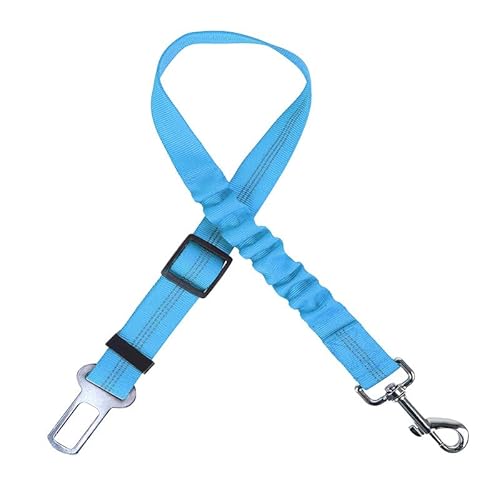 Sicherheitsgurt für Hunde und Katzen, Verstellbare Gurtverlängerung Auto,Reflektierende einziehbare Auto-Haustierleine (Light Blue) von Mounteps