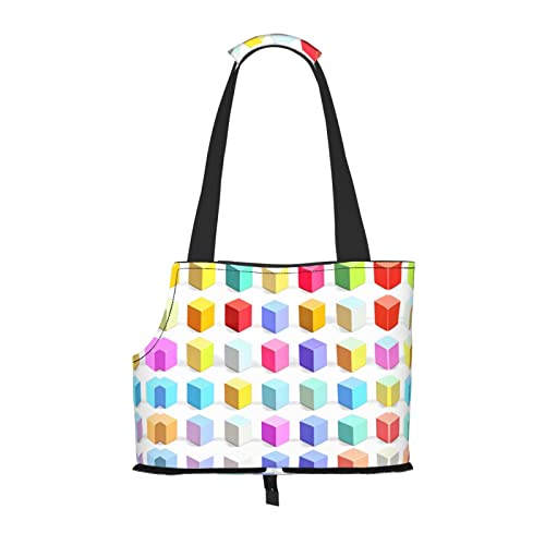 Colorful Cubes tragbare Hunde-Geldbörse – stilvolle Hunde-Tragetasche für kleine Hunde – langlebige und praktische Haustier-Tragetasche von Mouxiugei