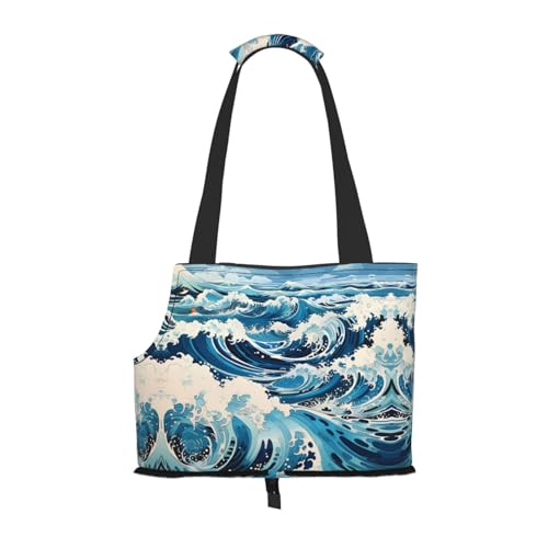 Ukiyo-E Style Waves tragbare Hunde-Geldbörse – stilvolle Hunde-Tragetasche für kleine Hunde – langlebige und praktische Haustier-Tragetasche von Mouxiugei