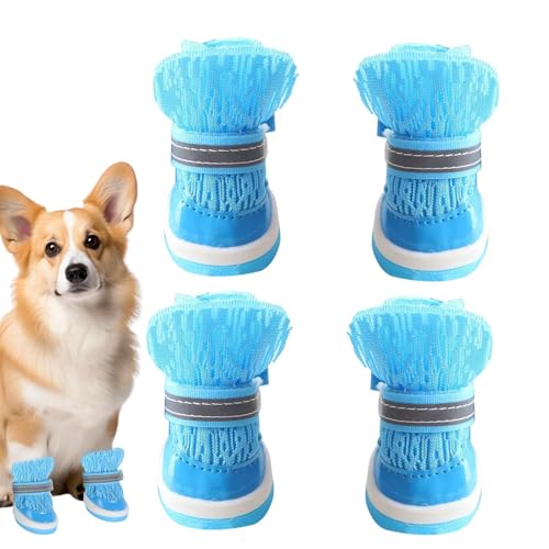 Atmungsaktive Hundeschuhe | Pfotenschutz Welpen Stiefelchen,4 Paar Anti-Rutsch Hundeschuhe für Spaziergänge, Wandern, Outdoor, Camping, und Sommer Atmungsaktive Hundeschuhe | Pfotenschutz Welpen Stiefelchen,4 Paar Anti-Rutsch Hundeschuhe für Spaziergänge, Wandern, Outdoor, Camping, und Sommer von Moxeupon
