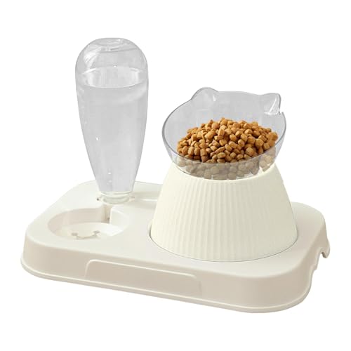 Haustierschalen Katze, Katzenfutterschalen, Wasserspender 15 Grad Tilted Automatic Feeder, Anti-Tip-Fütterungsstation für kleine Hundeberzen für den Innengebrauch zu Hause von Moxeupon