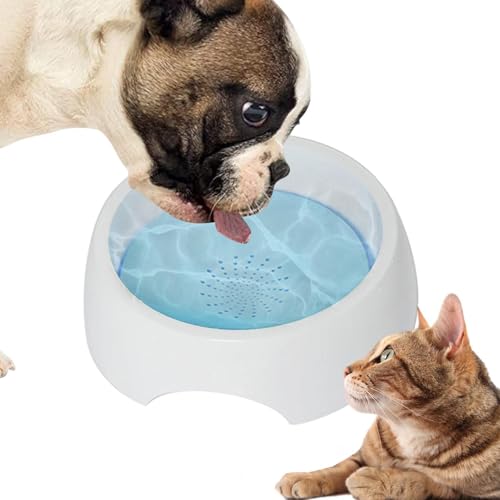 Langsame Trinkschale für Hunde, langsame Tropfwasserschale - Langsamer Wasserfutter 1500 ml,Anti-Rutsch-Haustier-Floating-Vorräte, Basishund ohne Tropfen, große Kapazität, langsames Trinken von Moxeupon