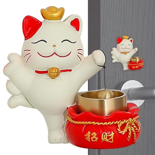 Moxeupon Fortune Cat Türklingel, Ladenbesitzerklingel zum Türöffnen | Kätzchen Home Dekoration Türklingel,Entzückendes Türklingel im Glückskatzen-Design, Ring-Türklingel-Dekoration, einzigartiger von Moxeupon