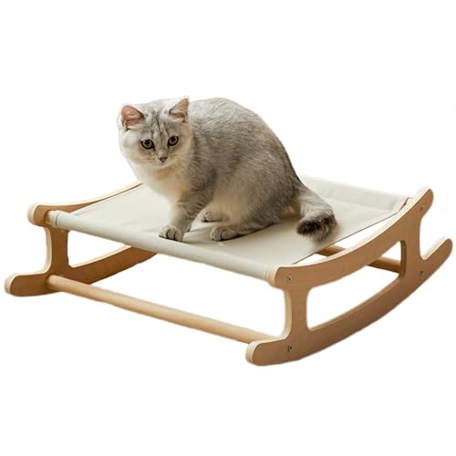 Moxeupon Hochbett für Katzen, Katzenbett aus Holz | Erhöhtes abnehmbares Katzenbett,Platzsparendes, bequemes Haustierbett, graues Hängemattenbett zum Nickerchen, Entspannen, Spielen, Klettern von Moxeupon