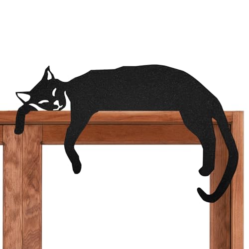 Moxeupon Türrahmen-Eckdekorationen, Katzentür-Eckschild - Schlafende Schwarze Katze Türschild,Cartoon-Katzen-Türecke und Fensterbank, Heimdekoration für Party, Tisch, Türrahmen, Dekor-Requisiten von Moxeupon