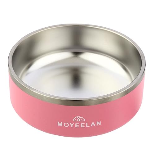 Moyeelan Hundenapf, Edelstahl, rutschfest, Katzen- oder Hundefütterung für Futter oder Wasser (1,2 l, Rosa) von Moyeelan