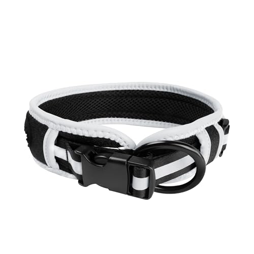 Moysoon Reflektierendes Hundehalsband, verstellbares, strapazierfähiges Nylon-Halsband mit Schnellverschluss-Schnalle (Schwarz, M) von Moysoon