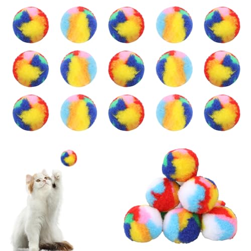 Mozeat Lens Katzenspielzeug Bälle, 20 Stück 4cm Bunte Katze Pom Pom Ball Spielzeug Weicher Katzenball Interaktiver Training Spielball Trainingsball für Katzen Kätzchen Haustiere Indoor von Mozeat Lens