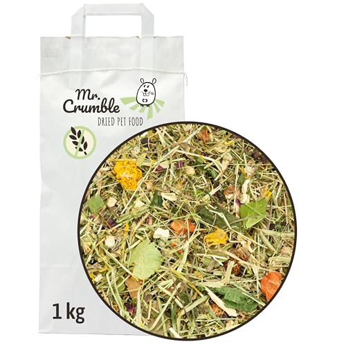 Hoppel-Mix, getreidefreies Kaninchenfutter ohne Pellets, mit viel Rohfaser und leckeren Zutaten 1kg von Mr. Crumble Dried Pet Food