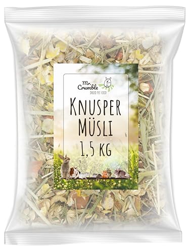 Knuspermüsli, Flockenfutter für Kaninchen und Nager, weizenfrei ohne Pellets 1,5 kg von Mr. Crumble Dried Pet Food