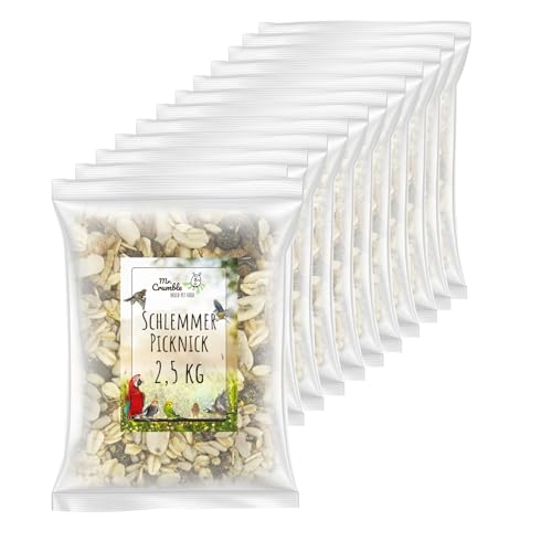 Schlemmer-Picknick mit Insekten Vogelfutter für Wildvögel ganzjährig ohne Weizen 12 x 2,5 kg (30 kg) von Mr. Crumble Dried Pet Food