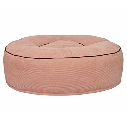 Mr. Cuddles Hundekissen Lilly | Rundes Hundebett mit Kord-Bezug | Waschbares Tierkissen Cord | Größe L 100cm | Flauschiges Donutkissen Rosa von Mr. Cuddles