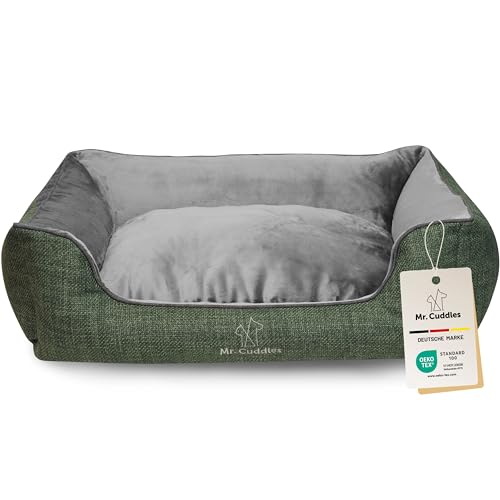 Mr. Cuddles Hundekorb Pablo | Tierbett herausnehmbares Innenkissen | Hundekissen waschbar | Für kleine Hunde oder Katzen | Öko Tex 100 | Grün | Größe M: 80x50cm von Mr. Cuddles