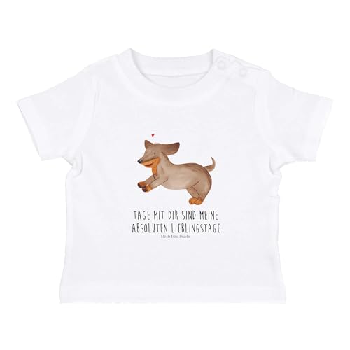 Mr. & Mrs. Panda 12. - 18. Monat Organic Baby Shirt Hund Dackel - Geschenk, Hundebesitzer, Baby T-Shirt, Haustier, Jungen Baby T-Shirt, Hunde, braun, von Mr. & Mrs. Panda