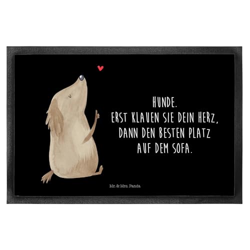 Mr. & Mrs. Panda 40 x 60 cm Fußmatte Hund Liebe - Geschenk, Hunderasse, Tierliebhaber, Gummimatte, Fußabtreter, Herz, Fußmatten, Fußmatte außen, von Mr. & Mrs. Panda