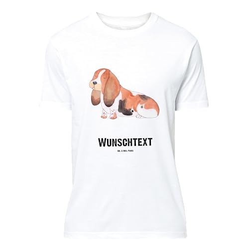 Mr. & Mrs. Panda Größe XL Personalisiertes T-Shirt Hund Basset Hound - Personalisierte Geschenke, kinderlos, Männer, geschecktes Fell, Sprüche, von Mr. & Mrs. Panda