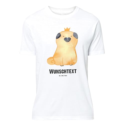 Mr. & Mrs. Panda Größe XL Personalisiertes T-Shirt Mops Krone - Personalisierte Geschenke, Frauen, Hundebesitzer. Spruch, Hund, allergisch, Männer, von Mr. & Mrs. Panda