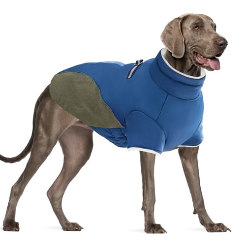 Mrcopetal Winter-Hundemantel mit Fleecefutter, warme und winddichte blaue Schneeanzugjacke mit reflektierendem Rollkragen für kleine bis große Hunde von Mrcopetal