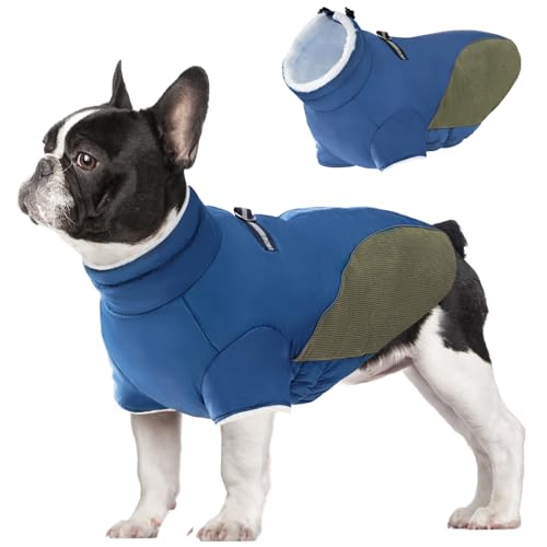 Mrcopetal Hunde-Wintermantel, Hundejacke, kaltes Wetter, warme Fleece-gefütterte Hundekleidung, winddicht, reflektierend, Rollkragen, Hunde-Schneeanzug mit Geschirr, Hundeweste, Mäntel für kleine, von Mrcopetal