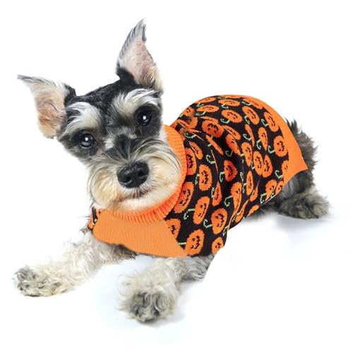 Halloween-Hundepullover für Hunde und Katzen, Kürbis-Rollkragenpullover, Gestrickt, Warmes Welpen-Fledermaus-Kostüm, Hunde-Winter-Süßes oder Saures-Pullover, Urlaubsthema, von Mrisata