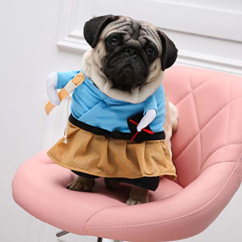 HundekostüM Hundekleidung Katzenkleidung Hund Halloween Dress Up Polyester Lustiger Samurai Aufrecht Halloween Party Cosplay Kleidung Dress Up Hund Katze M (L) von Mrisata