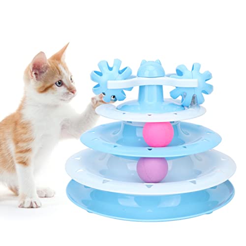 Mrisata Cat Turntable Ball Multipurpose Fun Puzzle 4 Levels Cat Toy Roller die Katzenjagd Jagen Übung(Blau) von Mrisata