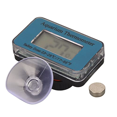 Mrisata Fisch-Temperatursensor, Wasserdichtes Aquarium-Thermometer, Aquarium-Thermometer, Wasserdicht, Großes LCD-Display, Kabelloses Design, Digitaler Fisch-Temperatursensor mit Saugnapf von Mrisata