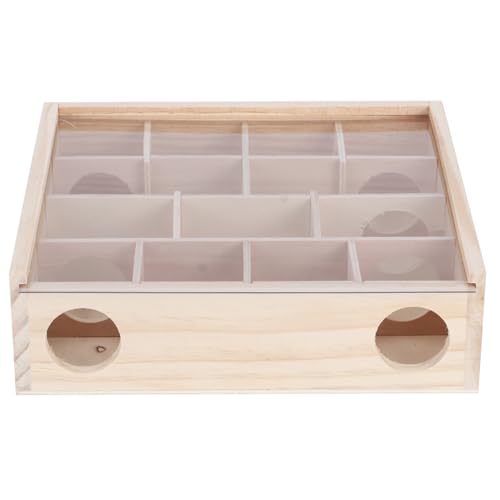 Mrisata Hamster-Labyrinth-Spielzeug, Holz-Rattenhaus mit Organischem Glas, Interaktives Intelligentes Kleines Haustierspielzeug für Ratten-Mäuse-Hamster, Hamster-Labyr von Mrisata