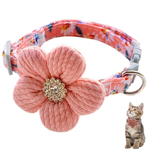 Mrltau Blume Hundehalsband Kleine Hunde, Dog Collar, Welpenhalsband, Süßer Hundehalsband mit Glocke, Welpenhalsbänder für Züchter, Halsband Hund Klein(rosa) von Mrltau