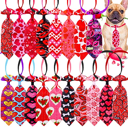 18 Stück/Packung Valentinstag-Hunde-/Katzenkrawatten Liebeslippen Kuss Druck Haustier Halsband Zubehör Boutique, Valentinstag Hunde-Krawatten Urlaub von Mruq pet