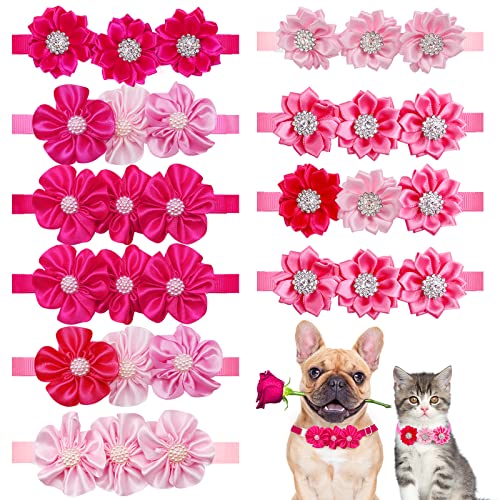 Mruq pet 10 x Valentinstags-Hunde-Blumenschleifen, verstellbar, für den Valentinstag, Rosa und Rot, für kleine Hunde, verschiedene Welpen, Hunde, für den täglichen Gebrauch, Reisen, Urlaub, Festival, von Mruq pet