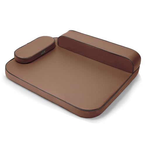 Msutree XL Hundebett für große Hunde, leicht zu reinigendes Hundesofa, Luftleder-Haustierbett, flecken- und wasserdichtes Hundebett mit Memory-Schaum & waschbarem Bezug, Braun, XL Größe von Msutree