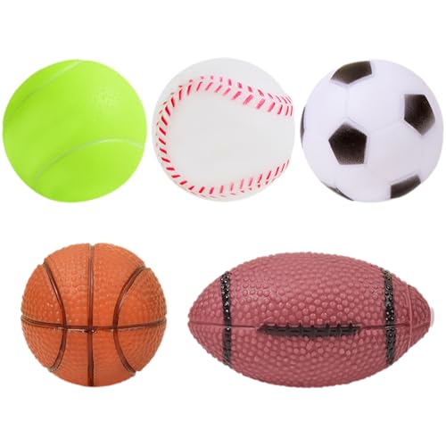 5Pcs Quietschender Hundeball Latex Gummi Hundespielzeug Kugeln Haustier Zähne Putzen Welpe Spielzeug Interaktives Hundespielzeug Zahnreinigung Kauspielzeug für Jagdspielübung Eliminieren Langeweile von Mtbricey