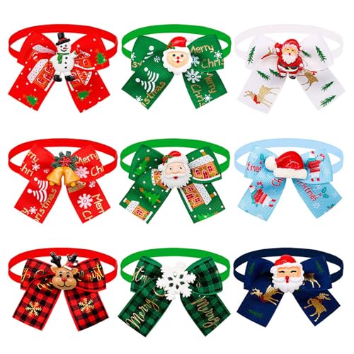 9 Pcs Weihnachten Haustier Halsband Verstellbare Katzenhund Bowties Kragen Welpe Fliege Krawatte mit Festlichen Designs Weihnachts Haustier Pflegezubehör für Geburtstag Halloween Weihnachten (Style B) von Mtbricey