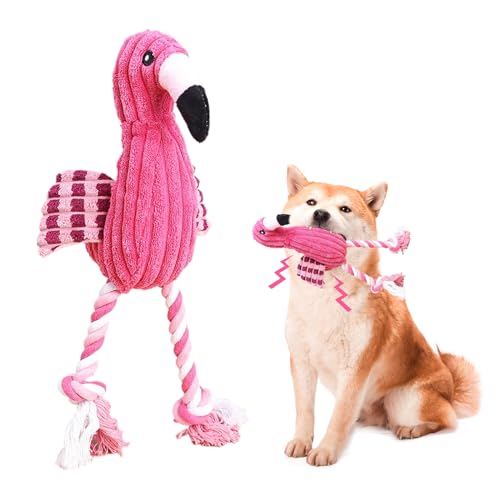 Quietschendes Hundespielzeug für Kleine bis Mittelgroße Hunde,Flamingo Förmiges Plüschspielzeug,Weiches Interaktives Welpenspielzeug,Haustier Kauspielzeug Geschenk für Hund Katze Zähne Putzen von Mtbricey