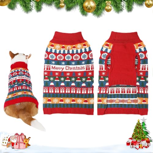 Weihnachtspullover für Hunde Warm Winter Strickwaren Weihnachten Haustier Pullover Weste Weihnachten Rentier Strickkleidung Kostüm Haustier Kleidung für Kleine Mittelgroße Hunde Katze (Style A, S) von Mtbricey