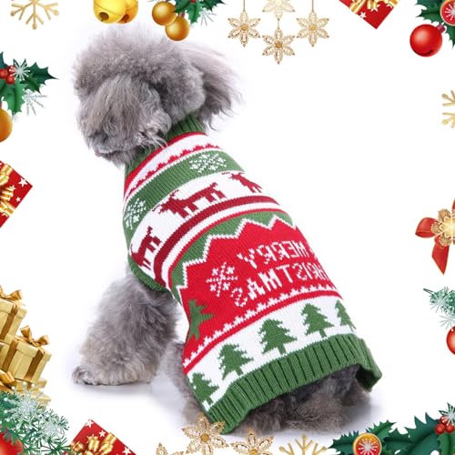 Weihnachtspullover für Hunde Warm Winter Strickwaren Weihnachten Haustier Pullover Weste Weihnachten Rentier Strickkleidung Kostüm Haustier Kleidung für Kleine Mittelgroße Hunde Katze (Style B, M) von Mtbricey