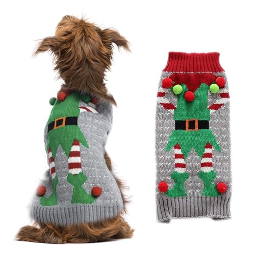 Weihnachtspullover für Hunde Warm Winter Strickwaren Weihnachten Haustier Pullover Weste Weihnachten Rentier Strickkleidung Kostüm Haustier Kleidung für Kleine Mittelgroße Hunde Katze (Style C, S) von Mtbricey