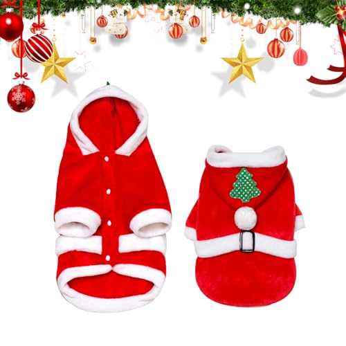 Weihnachtstierkleidung Plüsch Neujahr Haustier Kostüm Hoodie Mantel Warme Kleidung Weihnachten Outfits Weihnachtsfeiertagsfeiern Anziehen Weihnachtsbekleidung für Kleine Mittelgroße Hunde Katze (A) von Mtbricey