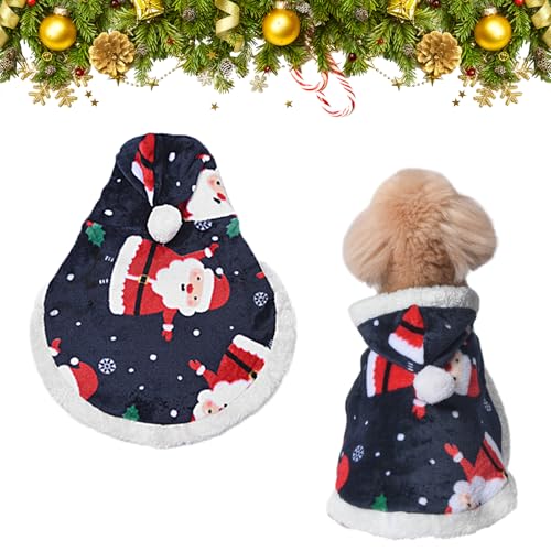 Weihnachtstierkleidung Plüsch Neujahr Haustier Kostüm Hoodie Mantel Warme Kleidung Weihnachten Outfits Weihnachtsfeiertagsfeiern Anziehen Weihnachtsbekleidung für Kleine Mittelgroße Hunde Katze (B) von Mtbricey