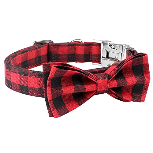 Mtliepte Plaid Dog Cat Halsband Bowtie Heavy Metal Buckles Soft Comfy Adjustable Collar 3 Size S von Mtliepte