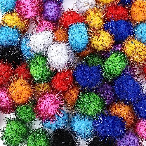 MuLuo 70 Stück glitzernde Bälle, 4,6 cm, Lametta-Glitzerkugeln, Katzenspielzeug, Plüsch-Glitzerbälle für Bastelarbeiten, Haustier-Katzenspielzeug, zufällige Farbauswahl von MuLuo