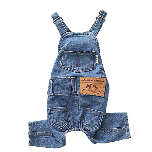 Denim-Overall für Hunde, Katzen, Haustiere, Jeans, Overall, Kleidung für Yorkie, Bulldogge, Blau, Größe S von MuYaoPet