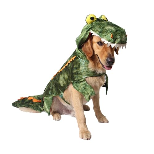 Halloween Krokodil Hund Kostüm Kleine Große Hunde Kleidung Hund Party Kleid (S, Grün) von MuYaoPet