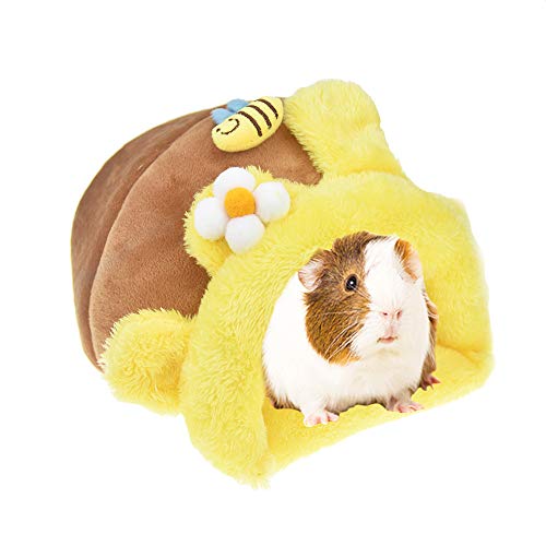 MuYaoPet Kuschelsack für Kaninchen, Meerschweinchen, Fleece-Bett für Käfig, Kleintiere, Hamster, Chinchilla, Bett für Eichhörnchen, Ratten, (L, gelbe Biene) von MuYaoPet