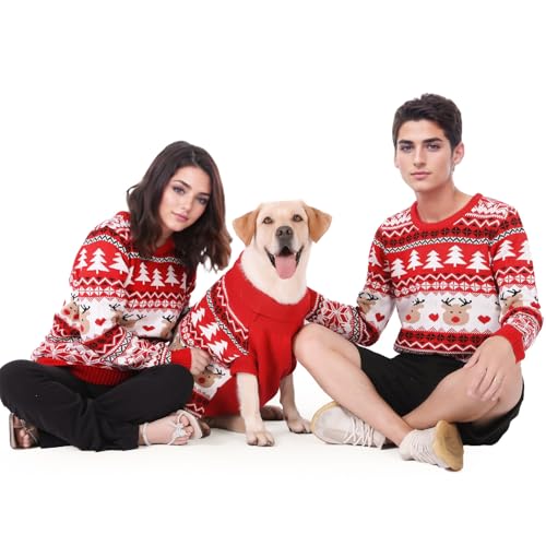 MuYaoPet Passende Hunde- und Besitzer-Kleidung, für die Familie, Weihnachtspullover für kleine, mittelgroße und extra große Hunde/Damen/Herren/Hunde und Besitzer, passende Pullover separat (für von MuYaoPet