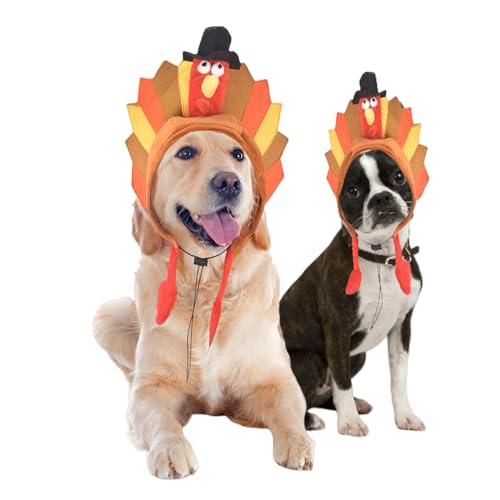 MuYaoPet Thanksgiving-Kostüm für Hunde, Truthahn, Halloween, Haustier-Katzen-Kostüm, Outfit Cosplay für kleine, mittelgroße und große Hunde, passendes Hunde- und Besitzerhut-Outfit (Türkei, Größe S von MuYaoPet